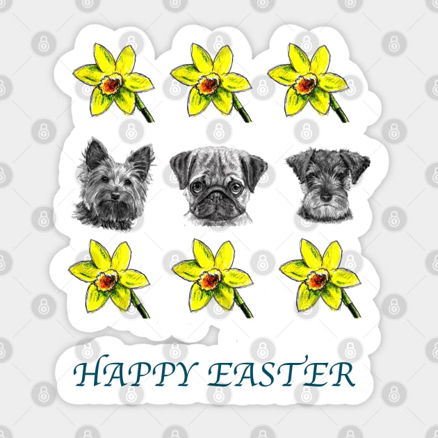 Happy Easter from your favourite dogs Sticker by dizzycat-biz